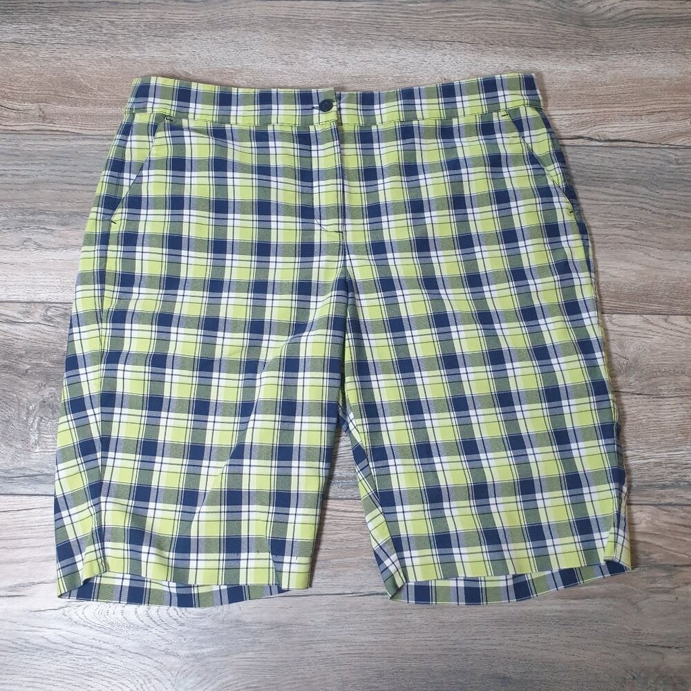 Greg Norman Collection Plaid Golf Shorts in Yellow and Navy